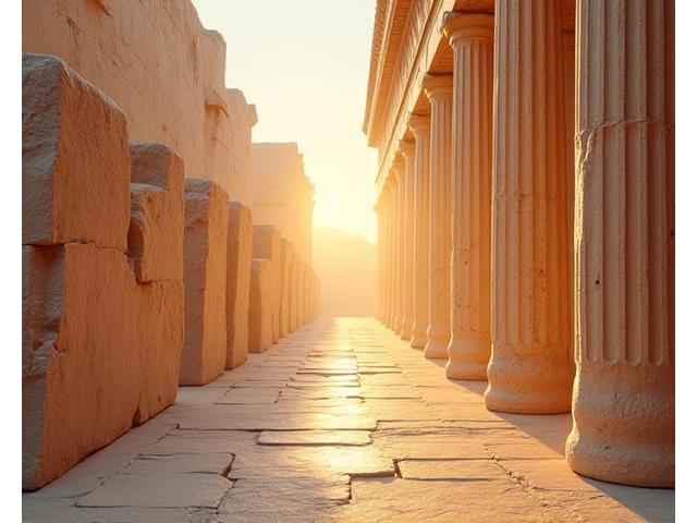 Αφηρημένη απεικόνιση wellness τεχνολογίας με βιοφιλικά στοιχεία σε αρχαίο ελληνικό φόντο